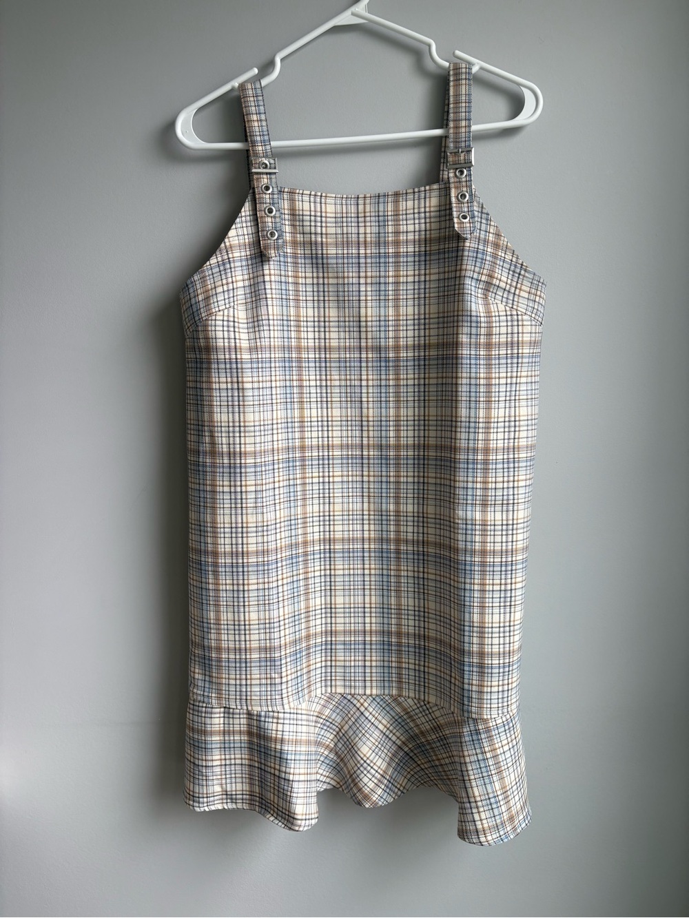 Joe Fresh Cream Plaid Ruffle-Hem Sundress